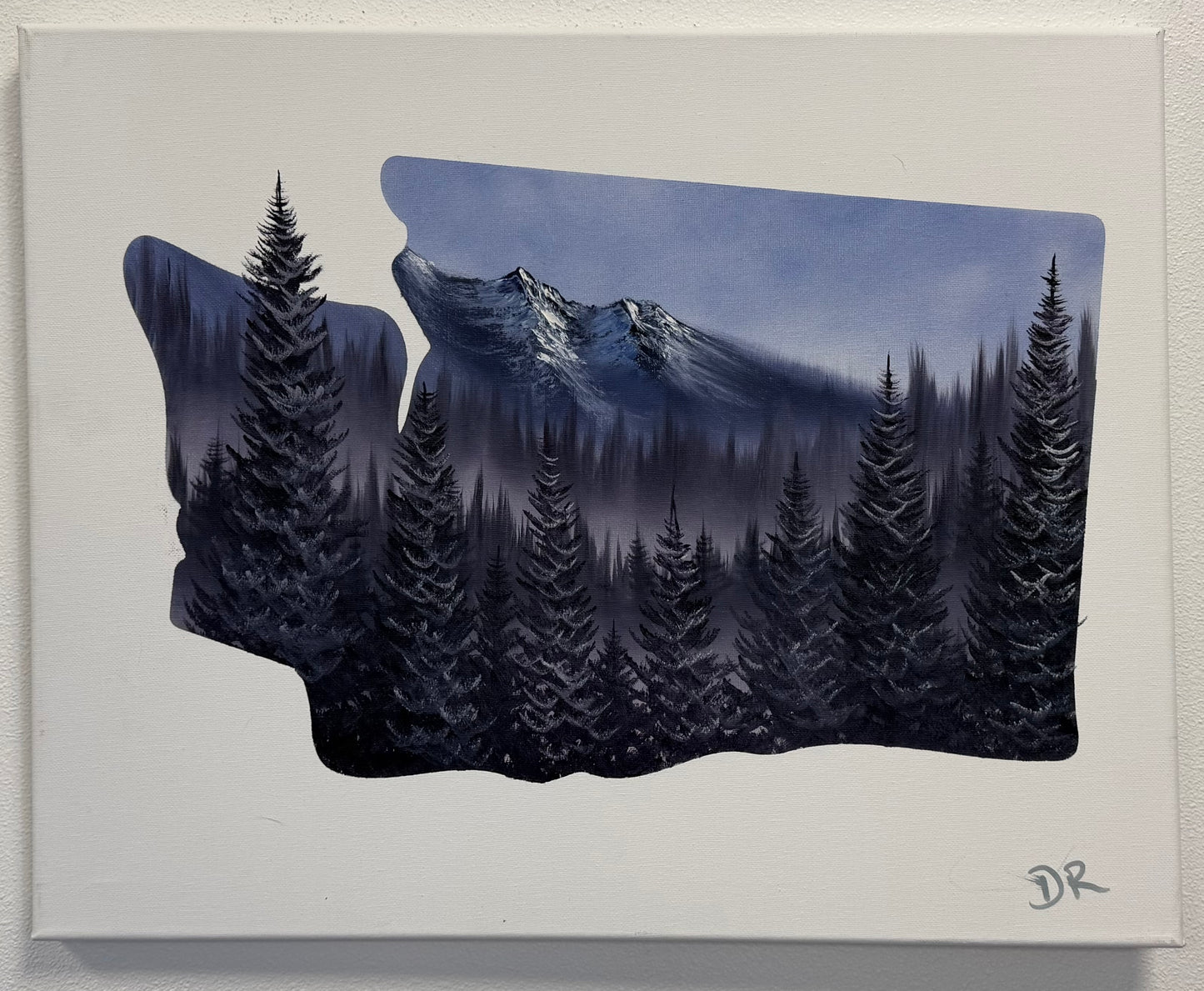 Painting # by Dani from Happily Painted - 16x20" Canvas - Washington Landscape in Wa Stencil