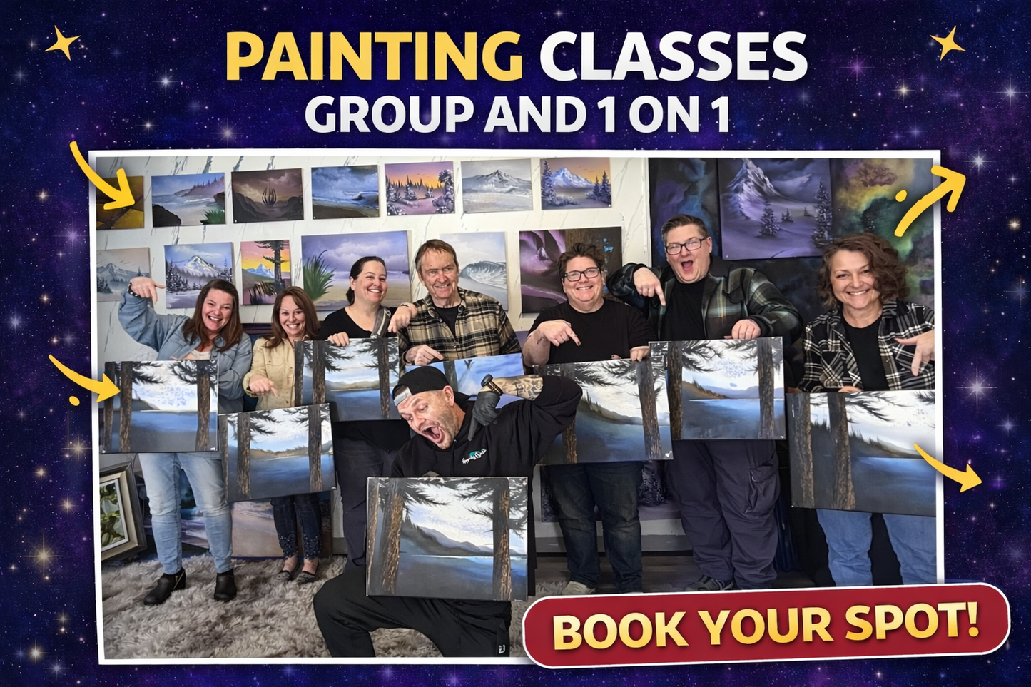 GROUP Painting Class - 6pm - Road To Mt Hood Landscape with PaintWithJosh Saturday 4-25-26