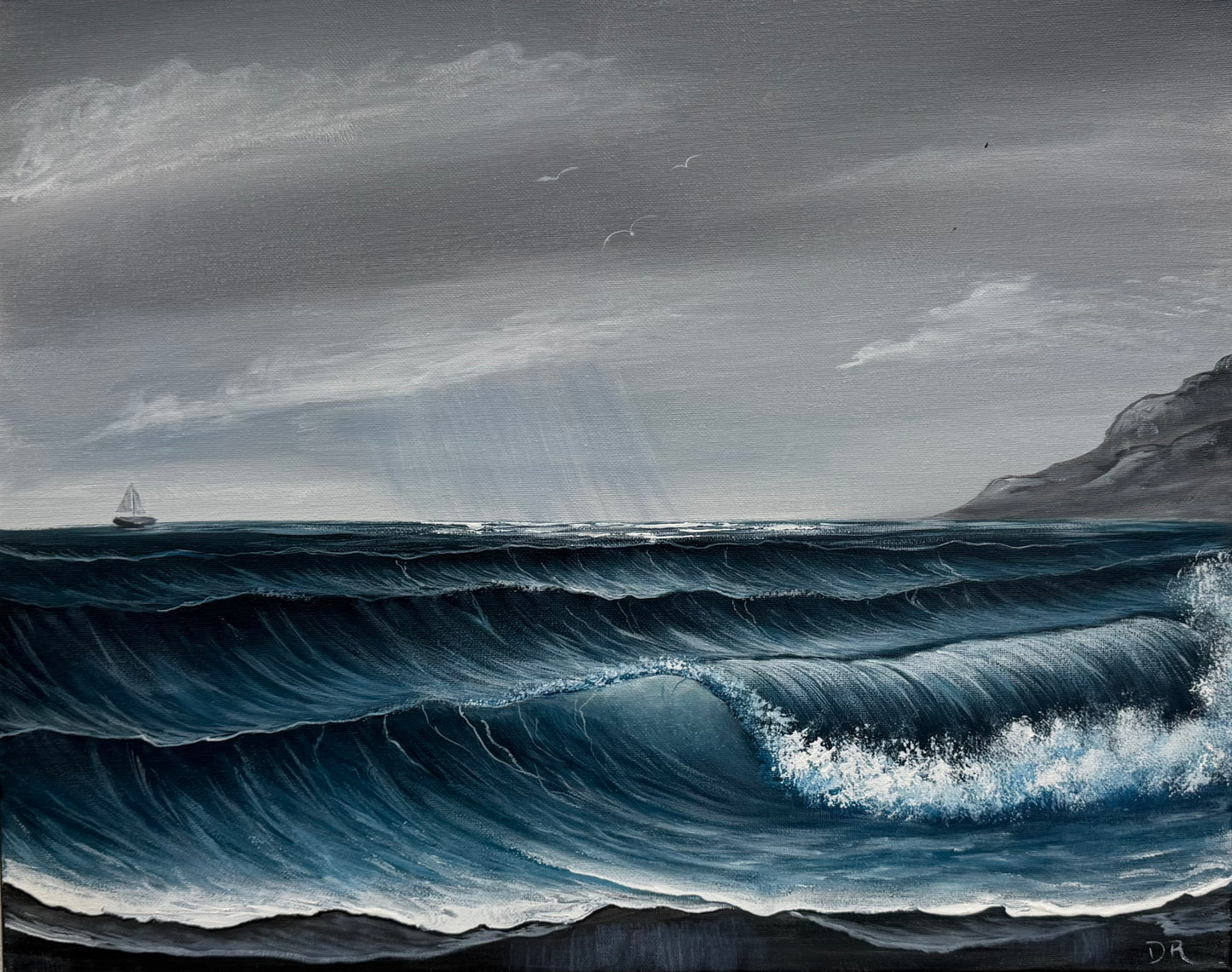 Painting # by Dani from Happily Painted - 16x20" Canvas - Crashing Wave Seascape