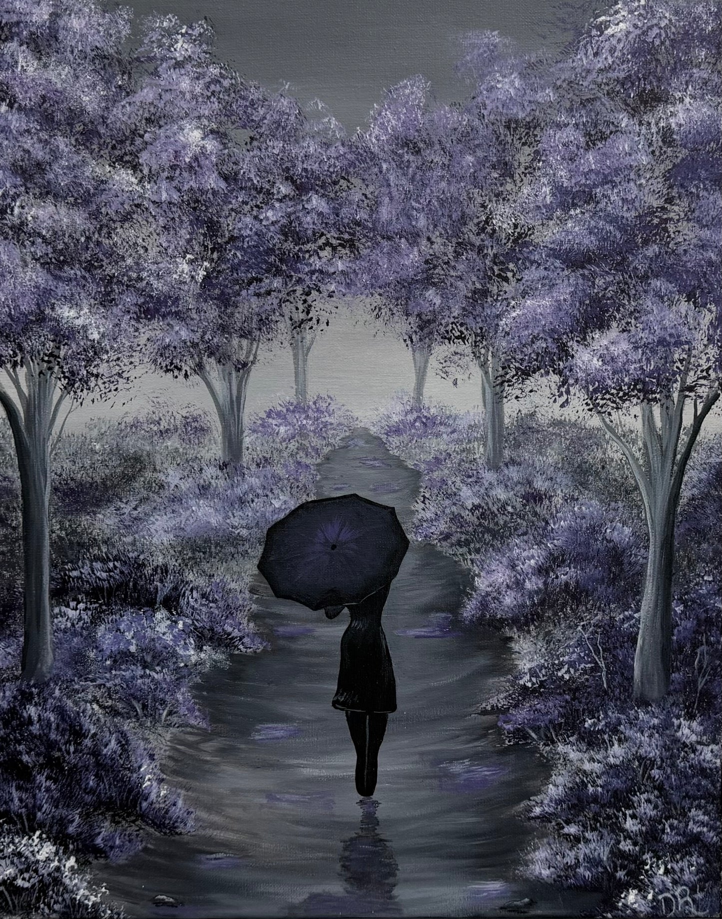 Painting # by Dani from Happily Painted - 16x20" Canvas - Woman with Umbrella
