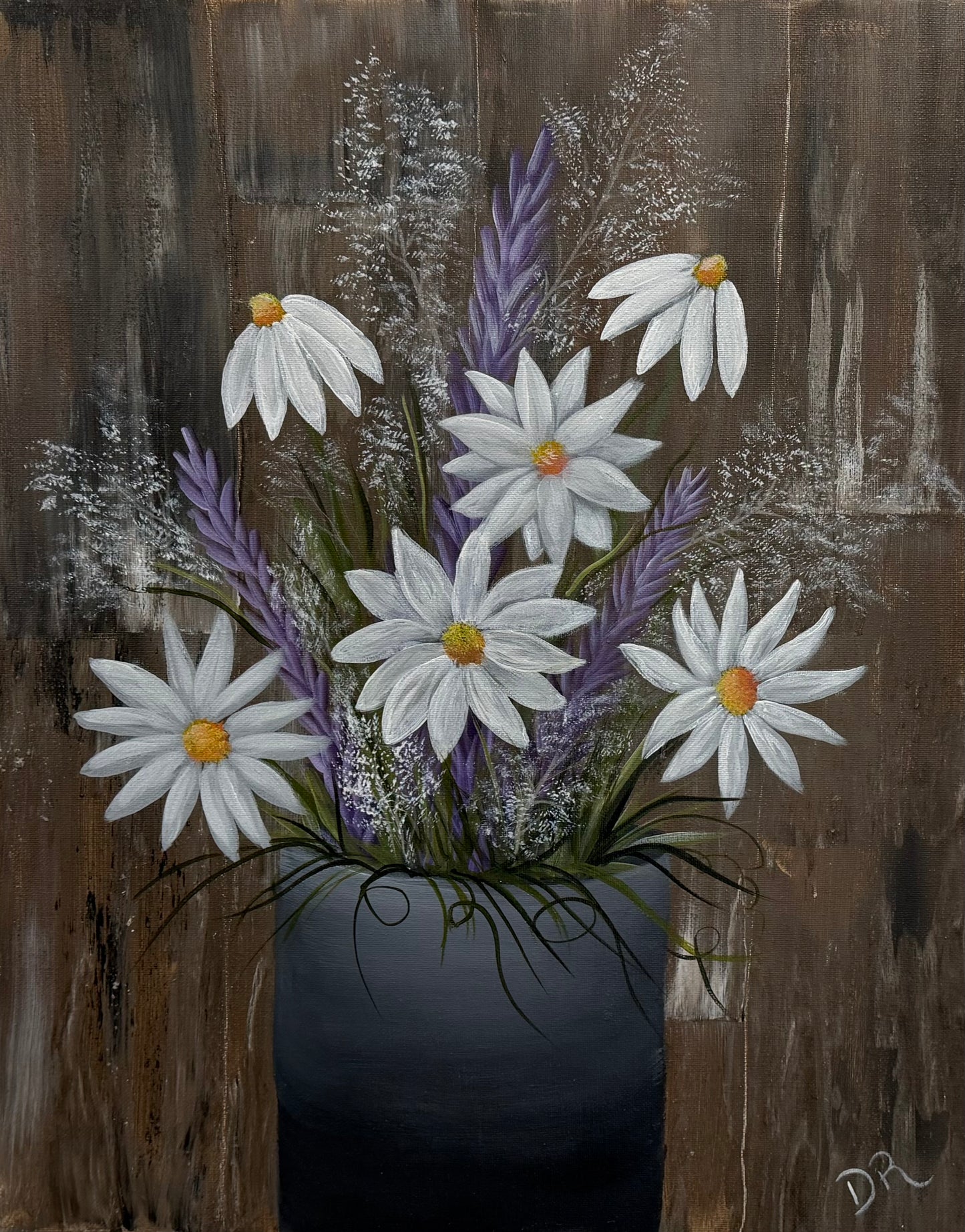 Painting # by Dani from Happily Painted - 16x20" Canvas - Still Life Summer Flowers