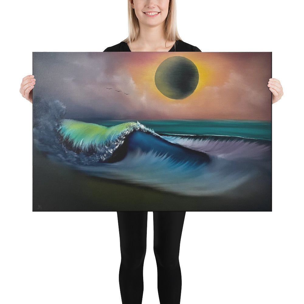 Canvas Print - Total Eclipse of the Art - Eclipse Seascape by PaintWithJosh - Paint With Josh