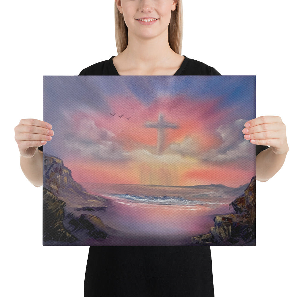 Canvas Print - Cross in the Clouds Seascape by Paint With Josh - Paint With Josh