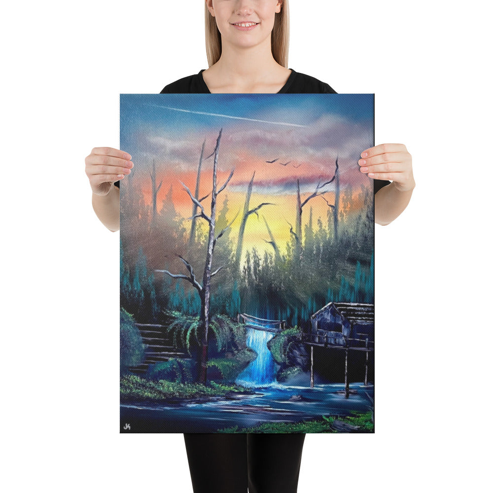Canvas Print - Desolate Oasis - Sunrise Forest Expressionism Landscape by PaintWithJosh - Paint With Josh
