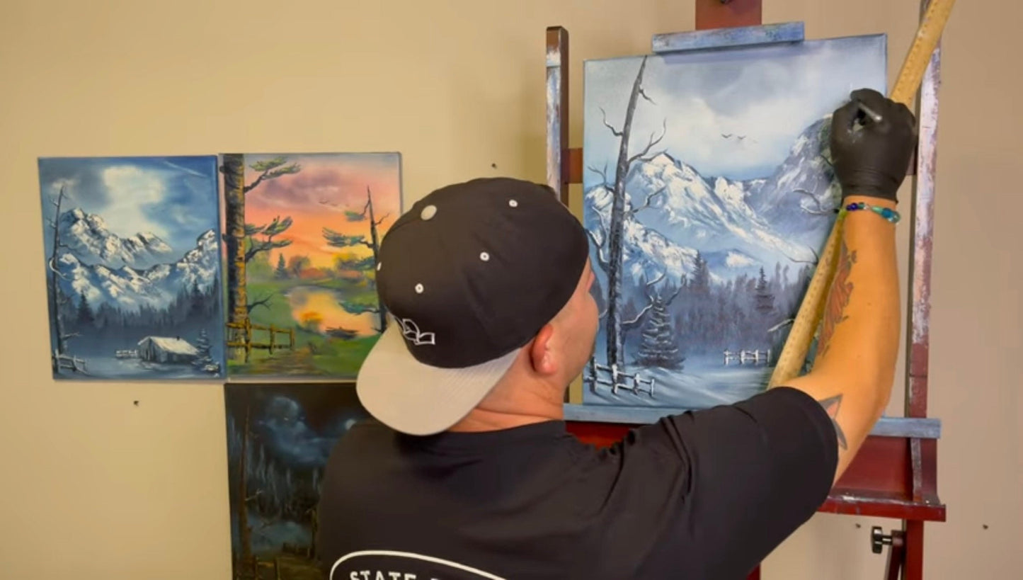 Custom Pink Sunset Waterfall Landscape Oil Painting on 18x24 Canvas