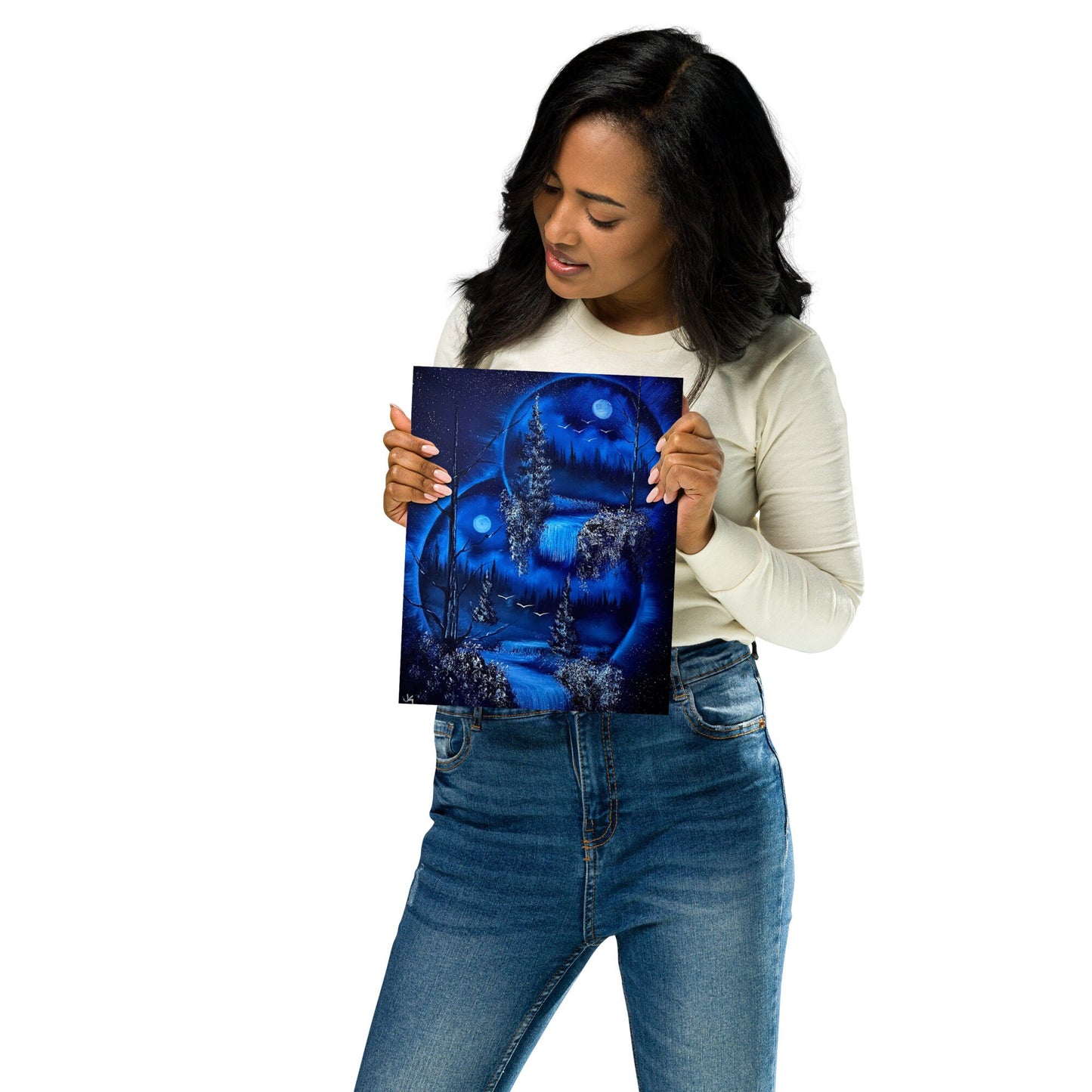 Poster Print - Blue Double Overlapping Portal Waterfall Landscape by PaintWithJosh