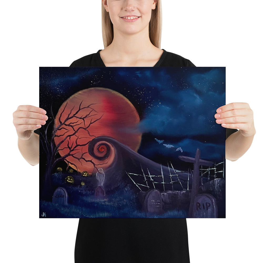 Poster Print - Haunted Nightmare Graveyard - by PaintWithJosh - Paint With Josh