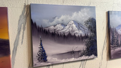 Painting #2234 - 20x24" Canvas - Winter Landscape painted 1-12-26