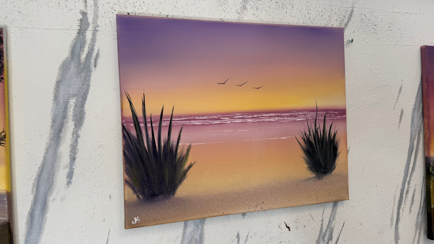 Painting #2360 - 16x20" Canvas - Sunset Seascape painted 3-28-26