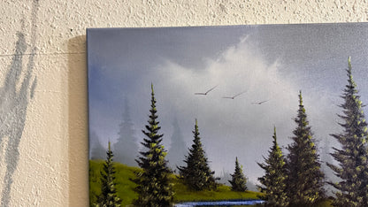 Painting #2282 - 18x24" Canvas - Spring Forest Waterfall painted 2-9-26