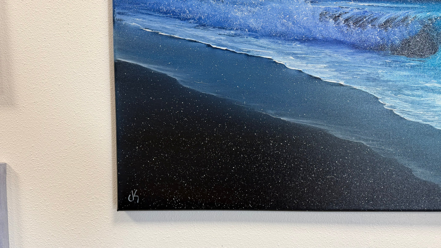 Painting #2541 - 22x28" Canvas - Night Seascape painted 8-6-26