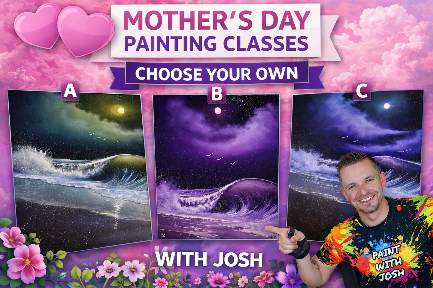 GROUP Painting Class - 6pm - Seascape for Mom with PaintWithJosh Saturday 5-9-26