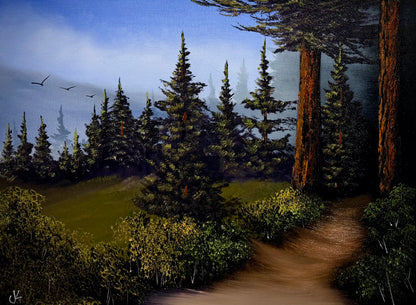 Painting #2580 - 18x24" Canvas - Mt Rainier Forest Landscape painted 9-4-26