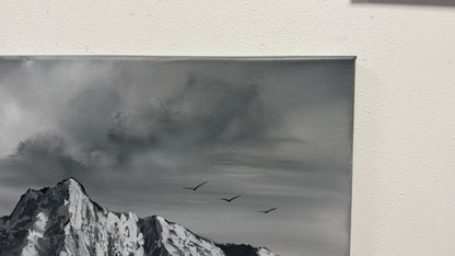 Painting #2638 - 20x24" Canvas - Black and White Landscape painted 10-4-26