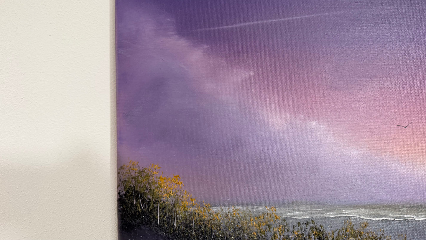 Painting #2539 - 16x20" Canvas - East Coast Surise Seascape painted 8-4-26