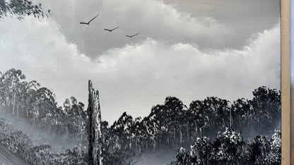Painting #2456 - 18x24" Canvas - Black and White Meadow painted 5-24-26