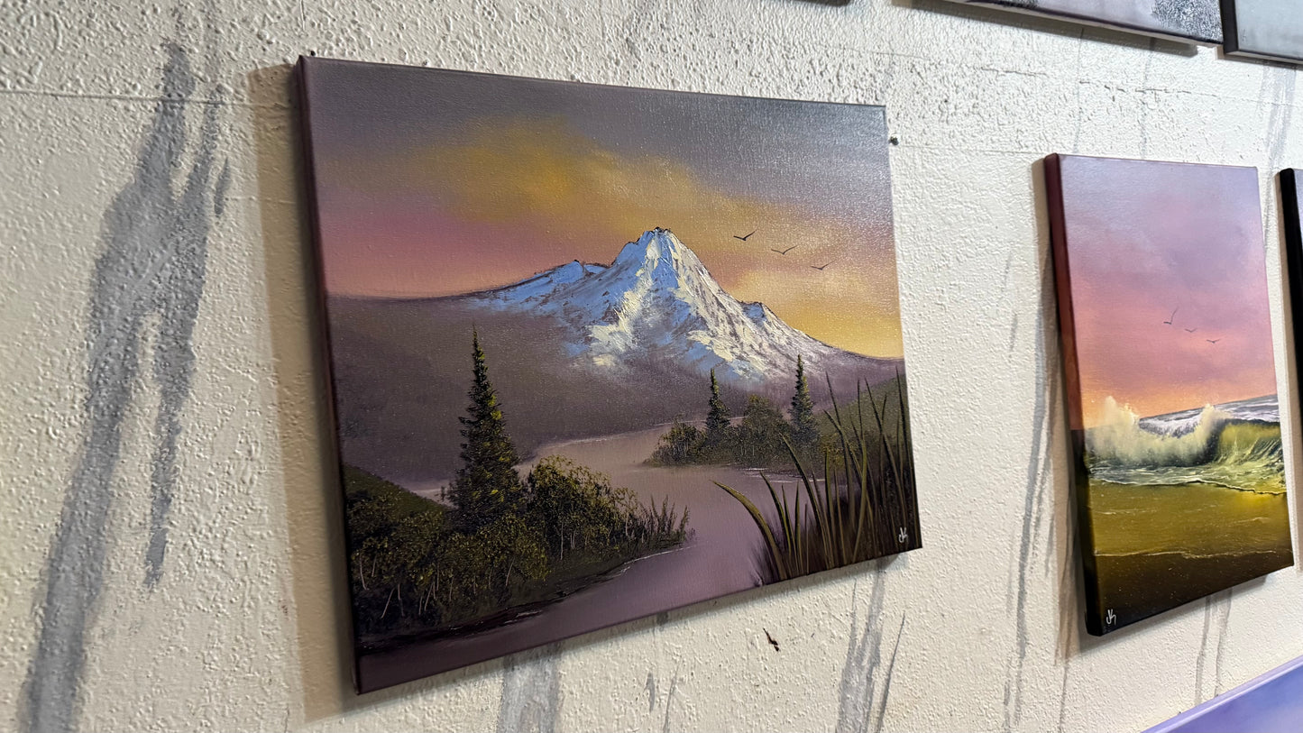 Painting #2359 - 16x20" Canvas - Sunset Landscape painted 3-27-26
