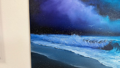 Painting #2541 - 22x28" Canvas - Night Seascape painted 8-6-26