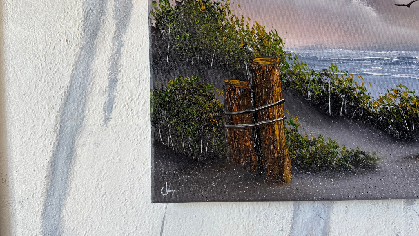Painting #2480 - 16x20" Canvas - East Coast Sunset Seascape painted 6-6-26