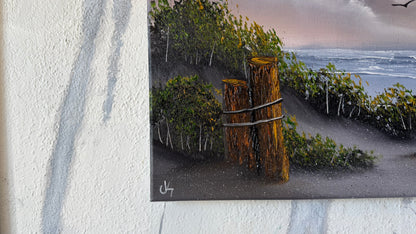 Painting #2480 - 16x20" Canvas - East Coast Sunset Seascape painted 6-6-26
