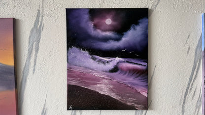 Painting #2212 - 16x20" Canvas - Night Seascape painted 12-31-25