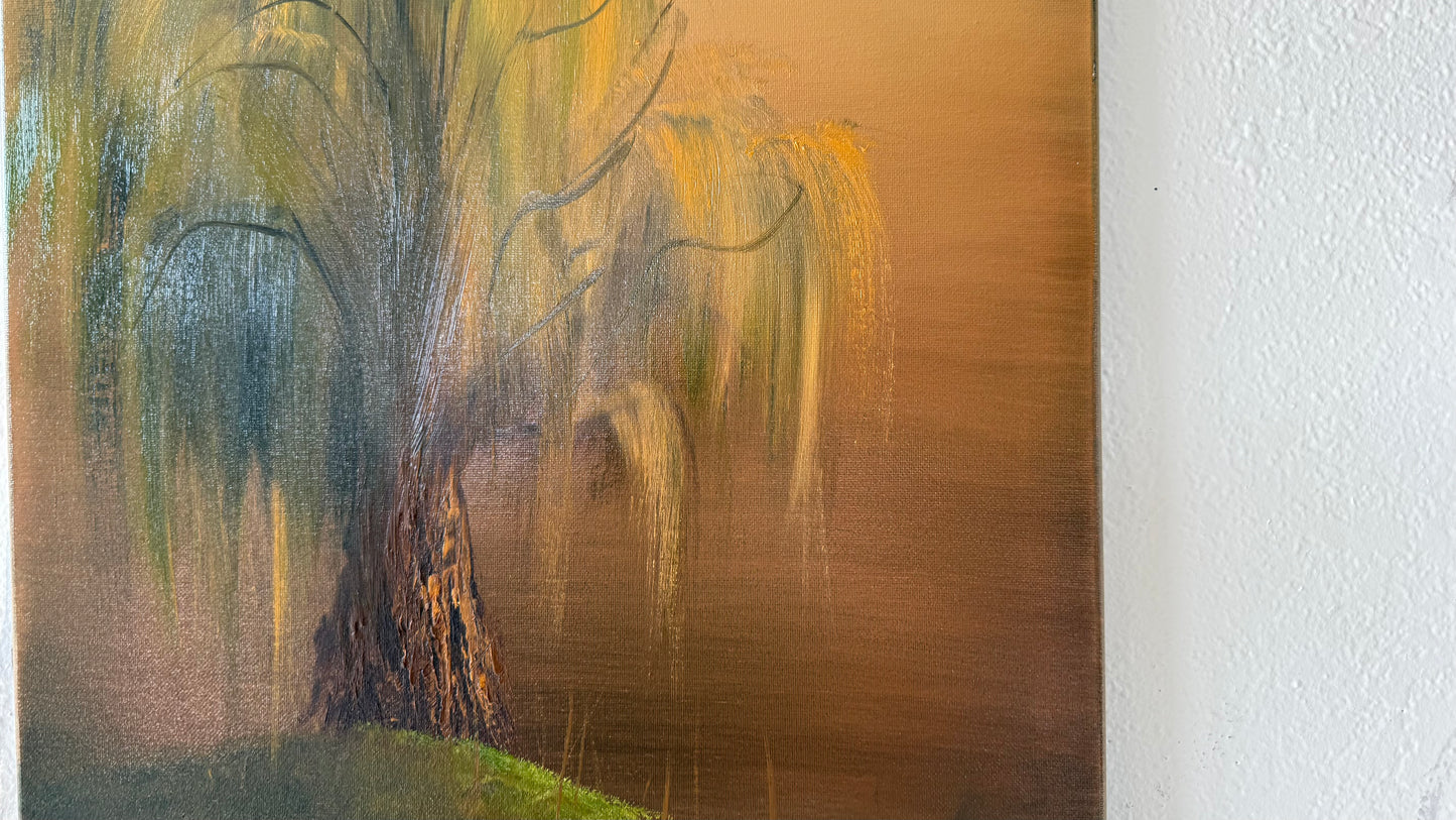 Painting #2060 - 16x20" Canvas - Willow Tree Landscape painted 9-18-25