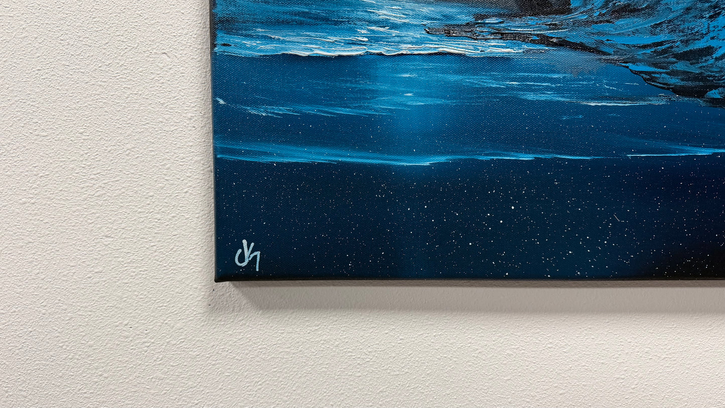Painting #2566 - 18x24" Canvas - Tropical Seascape painted 8-24-26