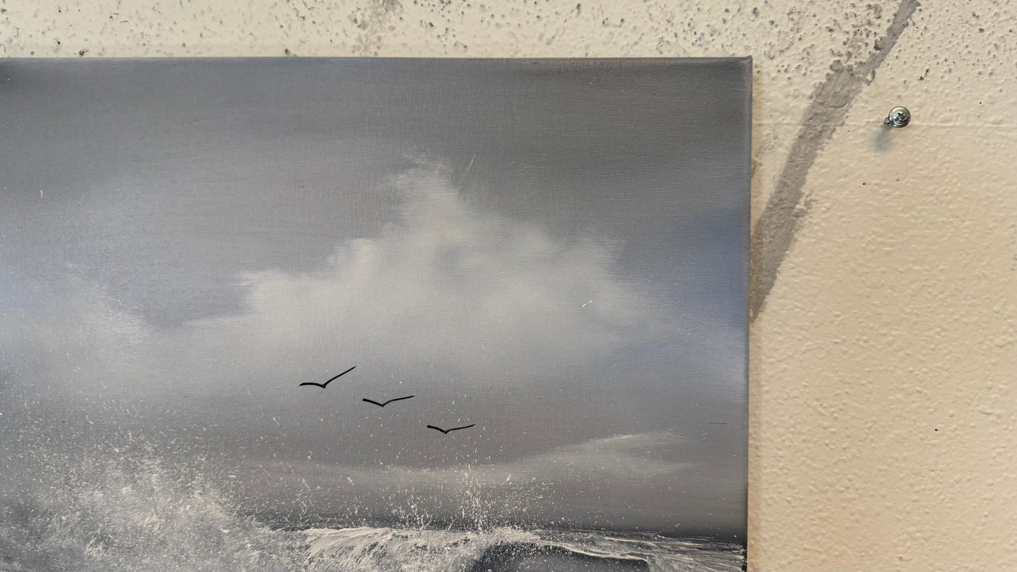 Painting #2330 - 16x20" Canvas - Crashing Waves Seascape painted 3-12-26