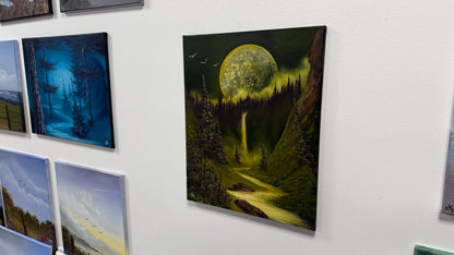 Painting #2585 - 16x20" Canvas - Full Moon Canyon Waterfall painted 9-5-26