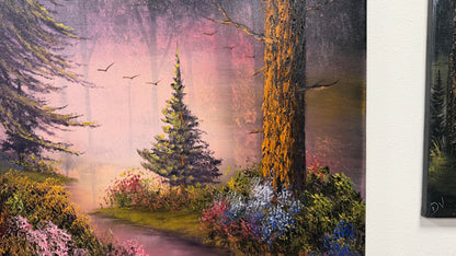 Painting #2654 - 22x28" Canvas - Sunset Forest Landscape painted 10-18-26