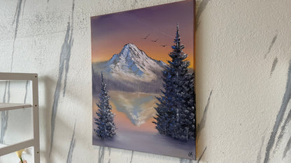 Painting #2171 - 16x20" Canvas - Trillium Lake Mt Hood painted 12-5-25