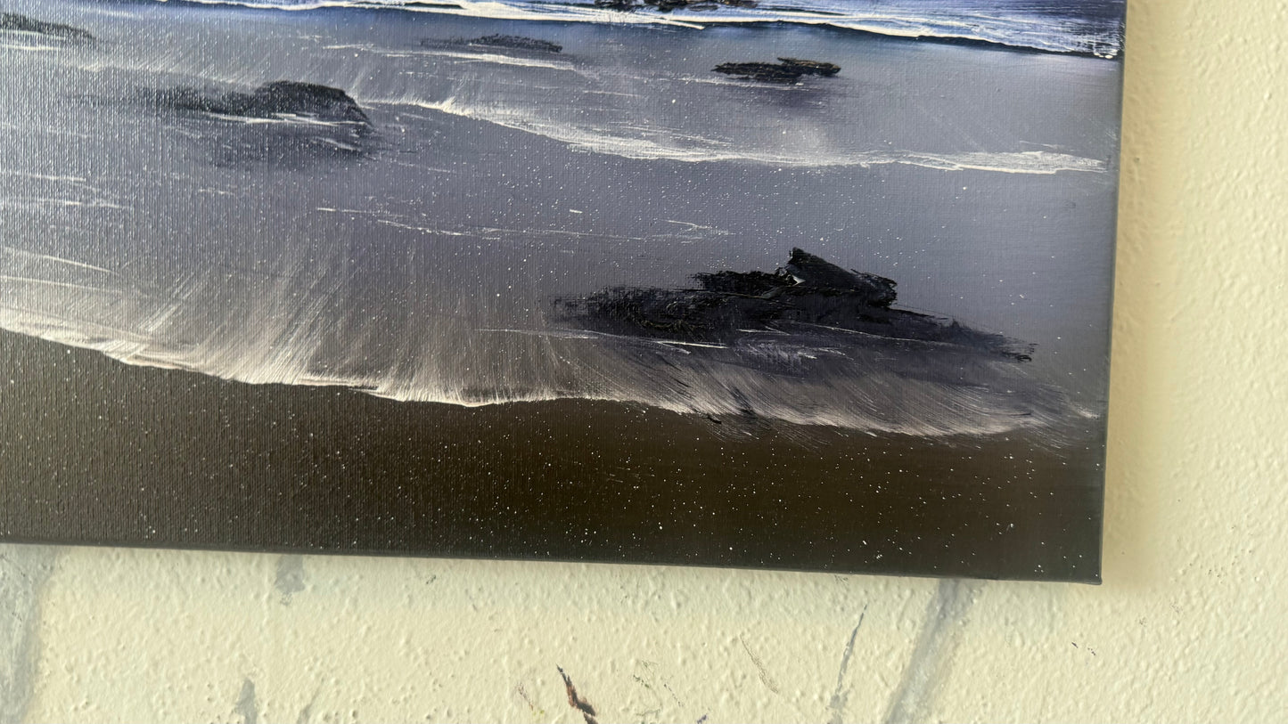 Painting #2153 - 16x20" Canvas - Night Seascape painted 11-18-25