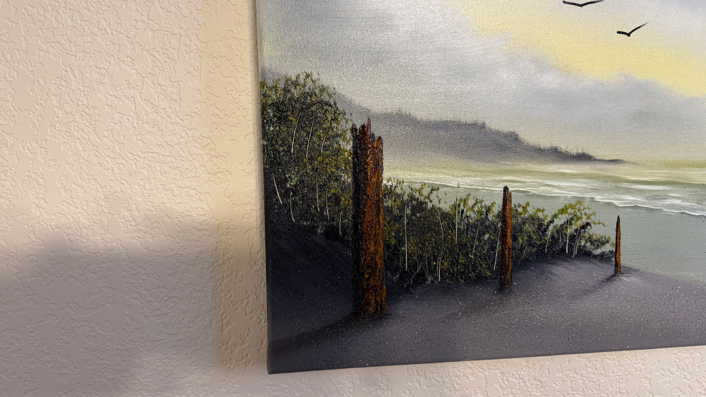 Painting #2497 - 16x20" Canvas - Blue Sky Seascape painted 6-29-26