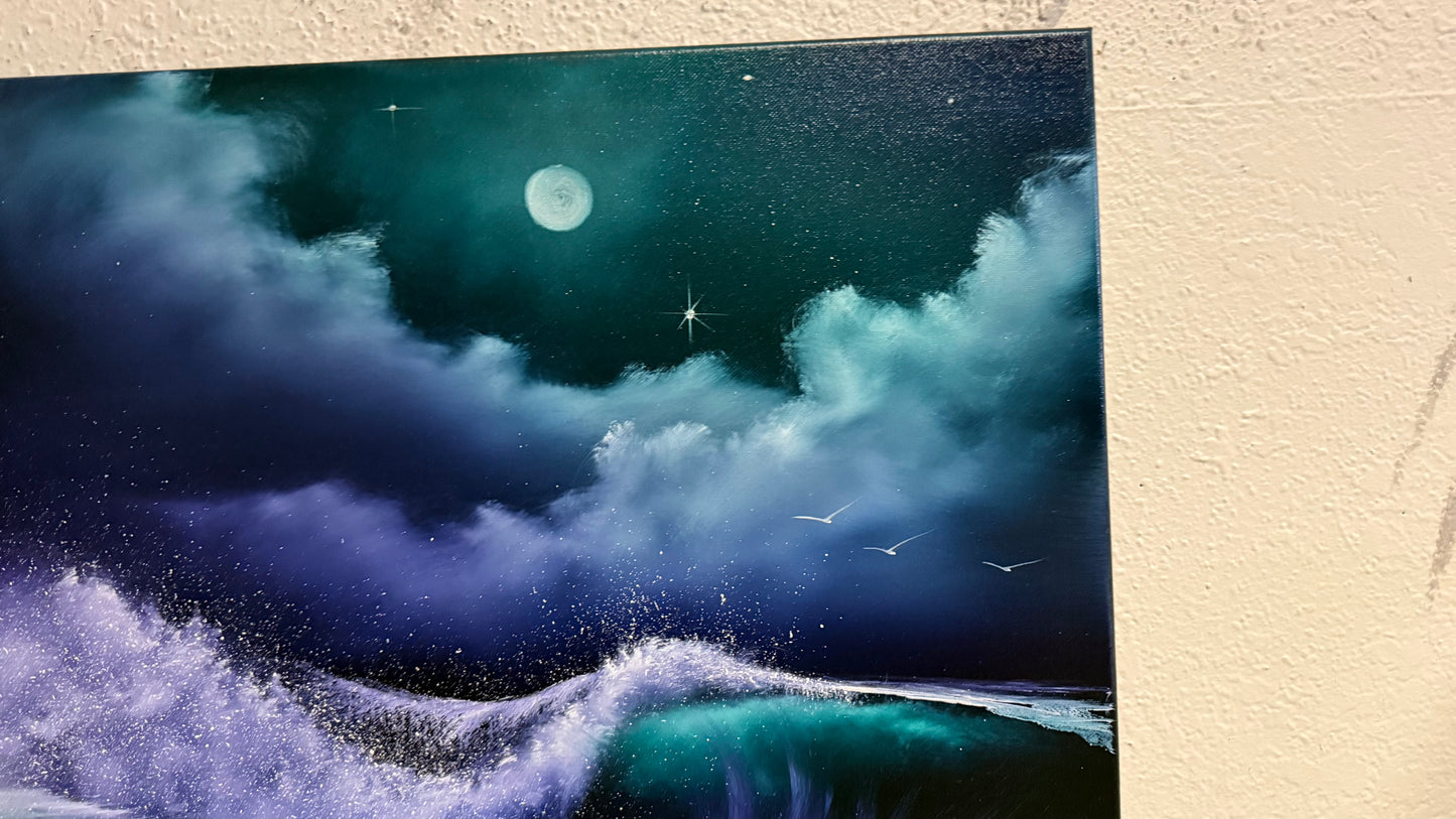 Painting #2144 - 20x24" Canvas - Crashing Wave Seascape painted 11-13-25