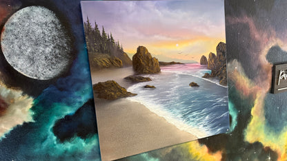 Painting #2268 - 36x36" Pro Series Canvas - Sunset Seascape painted 2-2-26