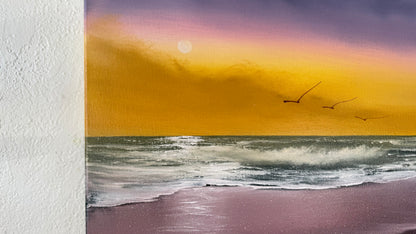 Painting #2183 - 16x20" Canvas - Sunset Seascape painted 12-12-25