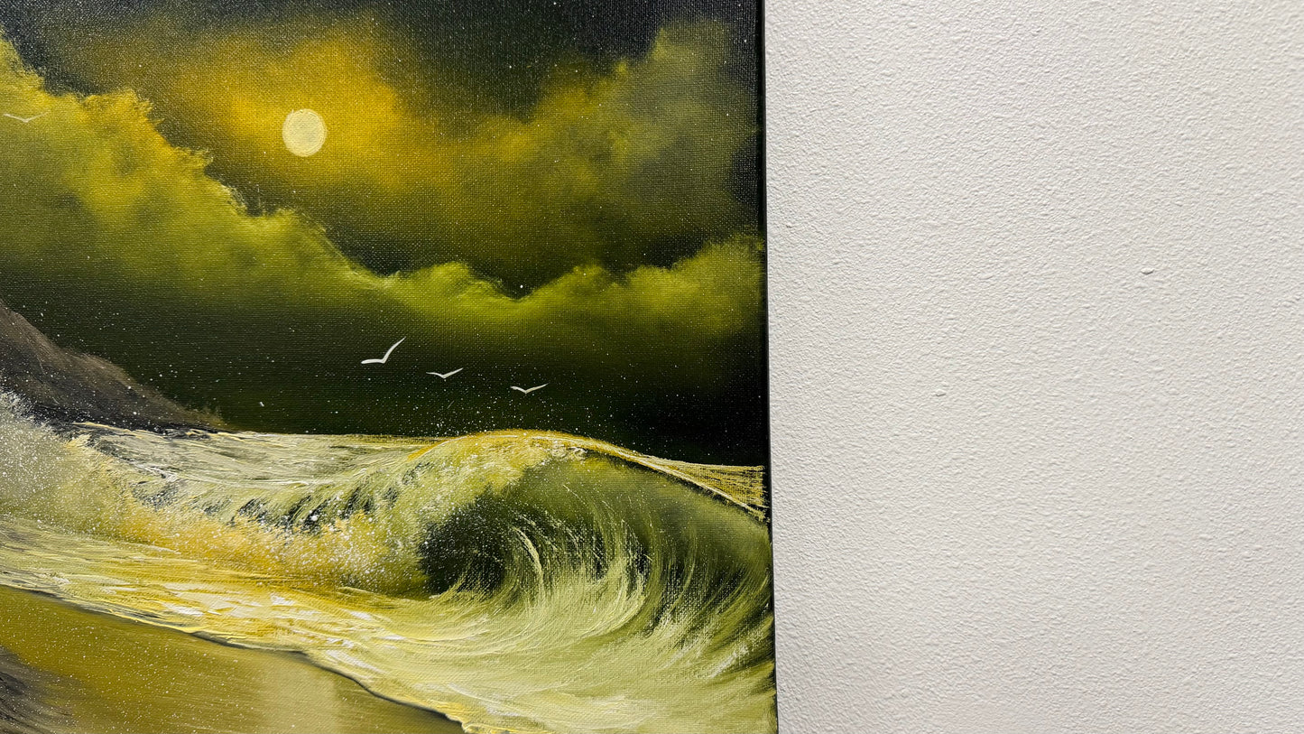 Painting #2575 - 16x20" Canvas - Crashing Waves Seascape painted 8-30-26