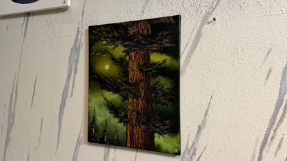 Painting #2490 - 16x20" Canvas - Forest Full Moon painted 6-19-26