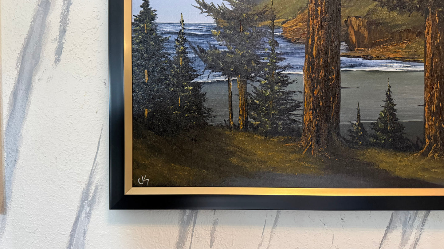 Painting #2405 - 20x24" Framed Canvas - Pacific Northwest Seascape painted 4-21-26