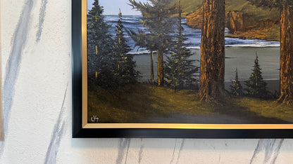 Painting #2405 - 20x24" Framed Canvas - Pacific Northwest Seascape painted 4-21-26