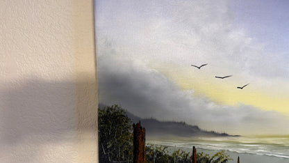 Painting #2497 - 16x20" Canvas - Blue Sky Seascape painted 6-29-26