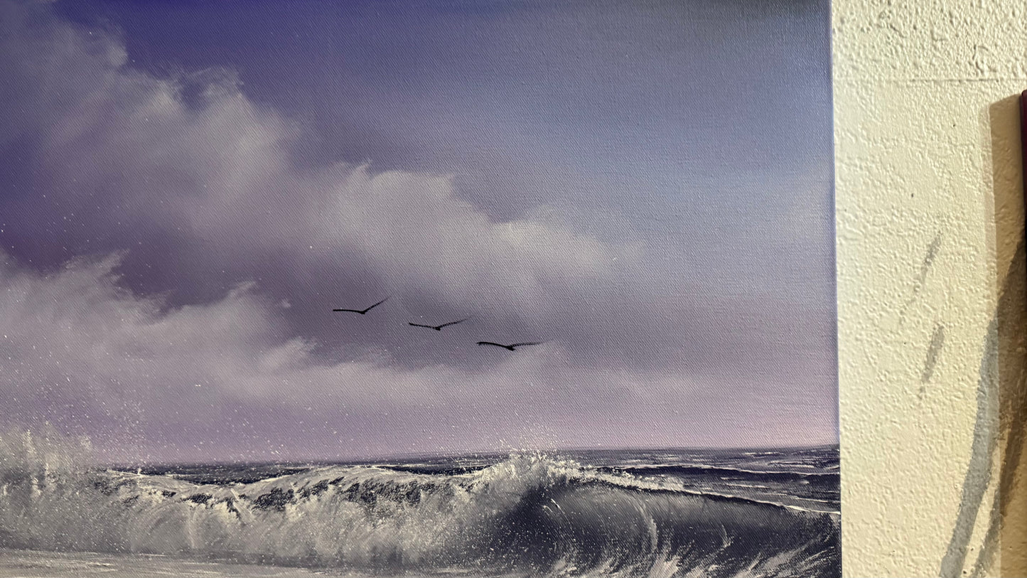 Painting #2315 - 24x24" Pro Series Canvas - Crashing Wave Seascape painted 3-2-26