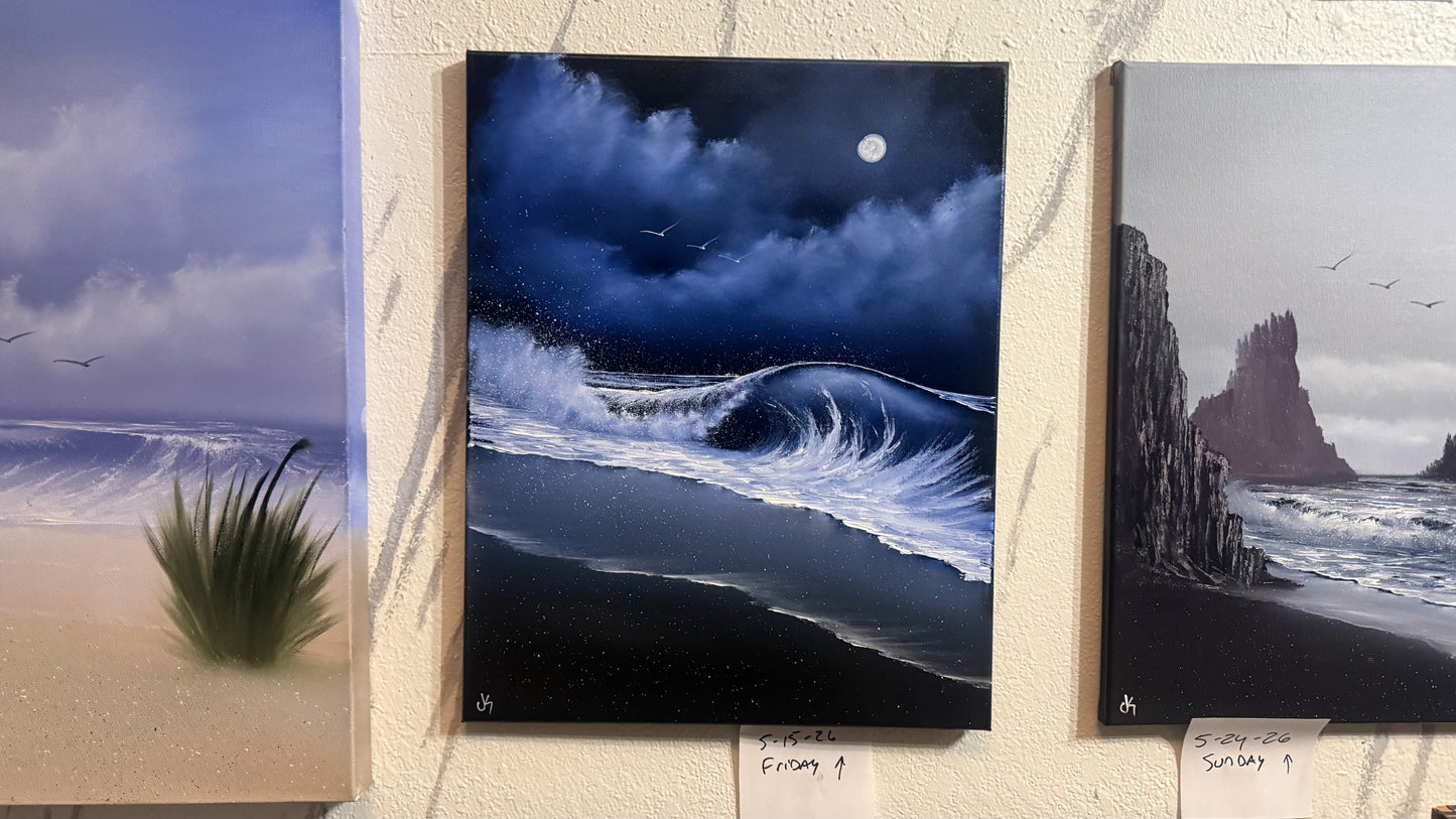 Painting #2408 - 16x20" Canvas - Crashing Wave Seascape painted 4-24-26