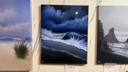 Painting #2408 - 16x20" Canvas - Crashing Wave Seascape painted 4-24-26