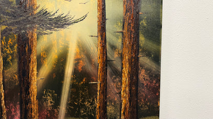 Painting #2521 - 20x24" Canvas - Sunset Forest Landscape painted 7-20-26