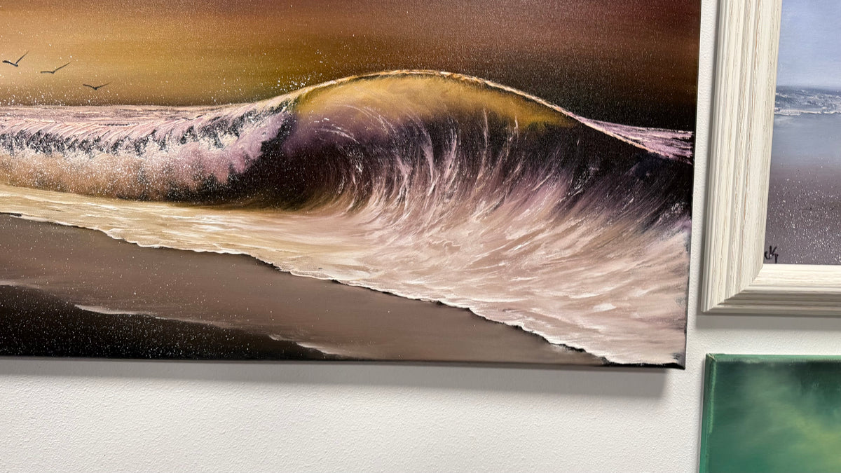 Painting #2614 - 20x36" Stage 2 Canvas - Night Seascape painted 9-21-26
