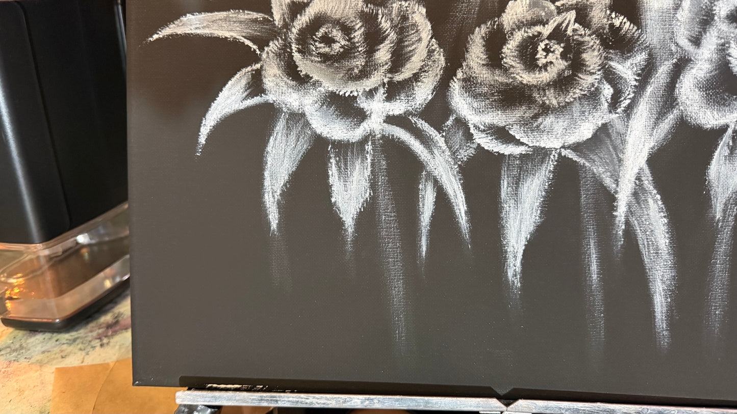 Painting #2276 - 16x20" Color Your Own Canvas - Rose Bouquet painted 2-7-26