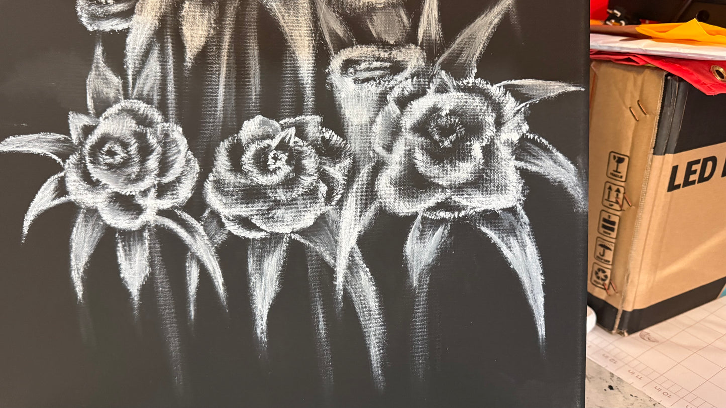 Painting #2276 - 16x20" Color Your Own Canvas - Rose Bouquet painted 2-7-26