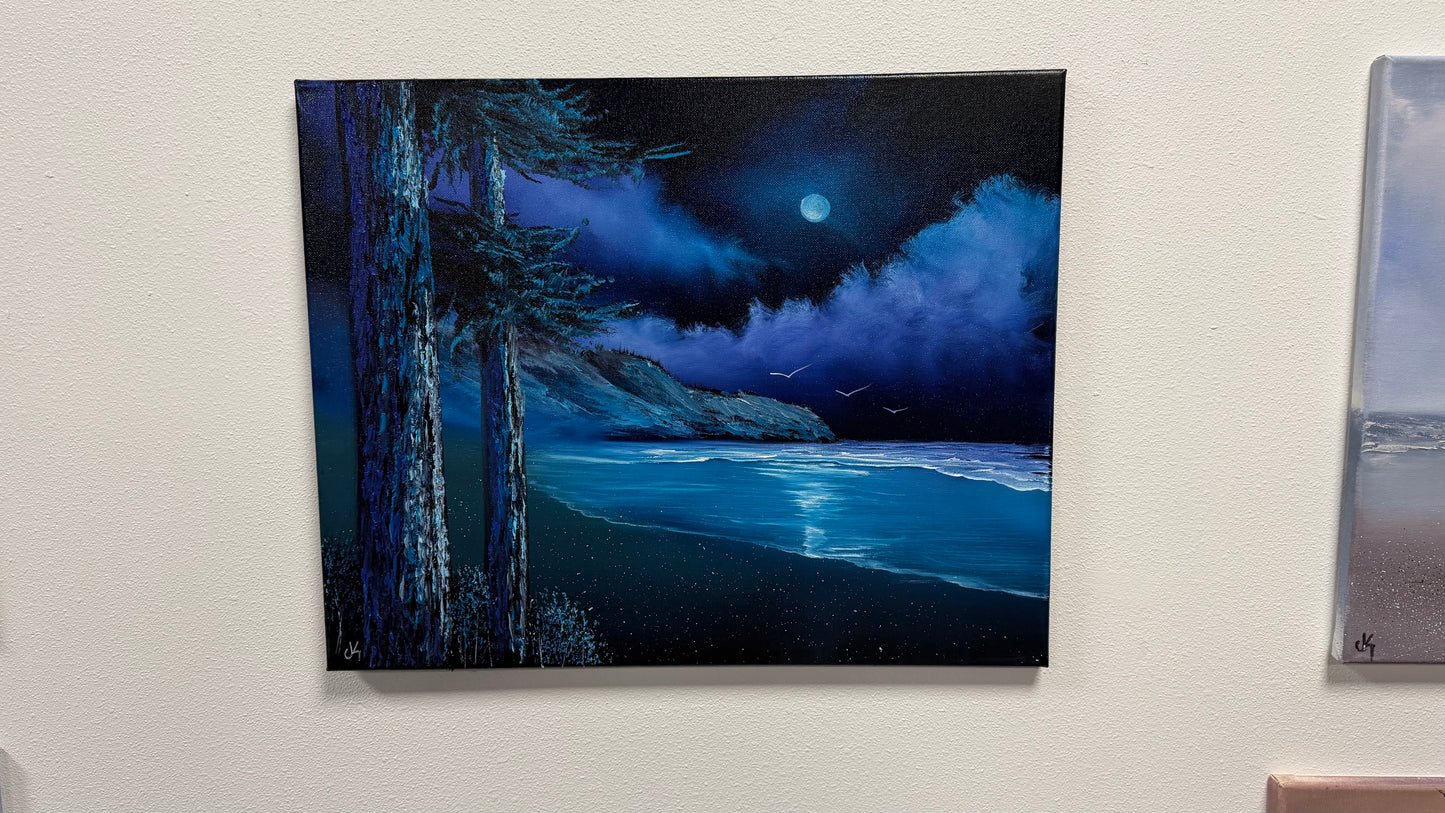 Painting #2524 - 16x20" Canvas - Coastal Seascape painted 7-23-26