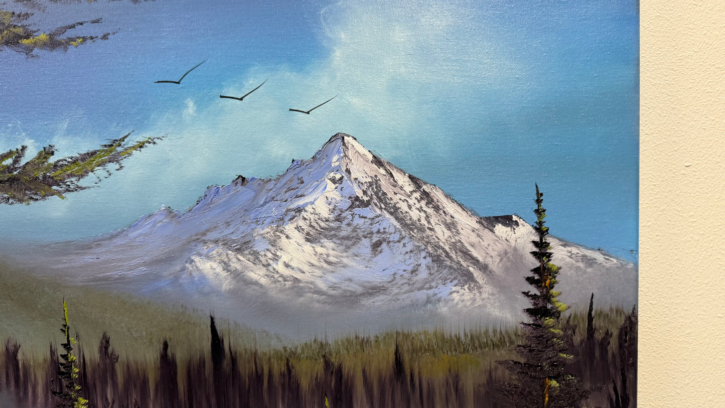 Painting #2535 - 20x24" Canvas - Mountain Lake Landscape painted 7-31-26